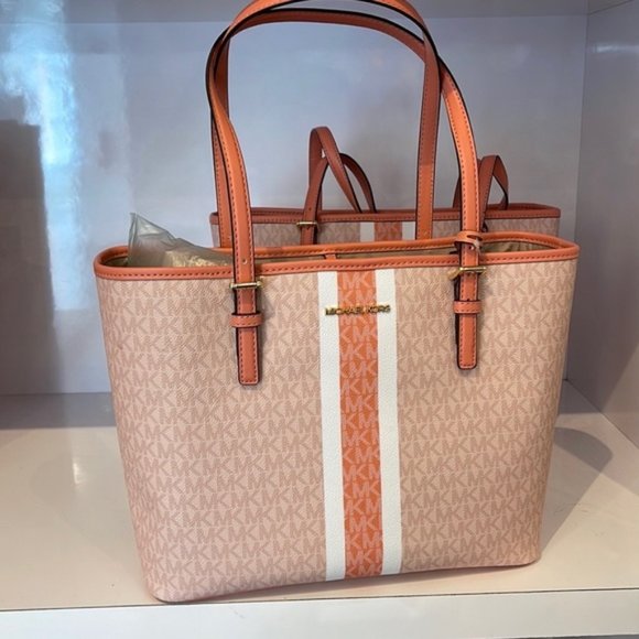 Michael Kors Jet Set Travel Medium Carryall Tote Sherbert Multi - Picture 10 of 16